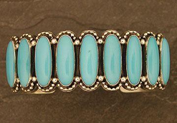 Navajo Ernest Begay Silver Turquoise Row Bracelet