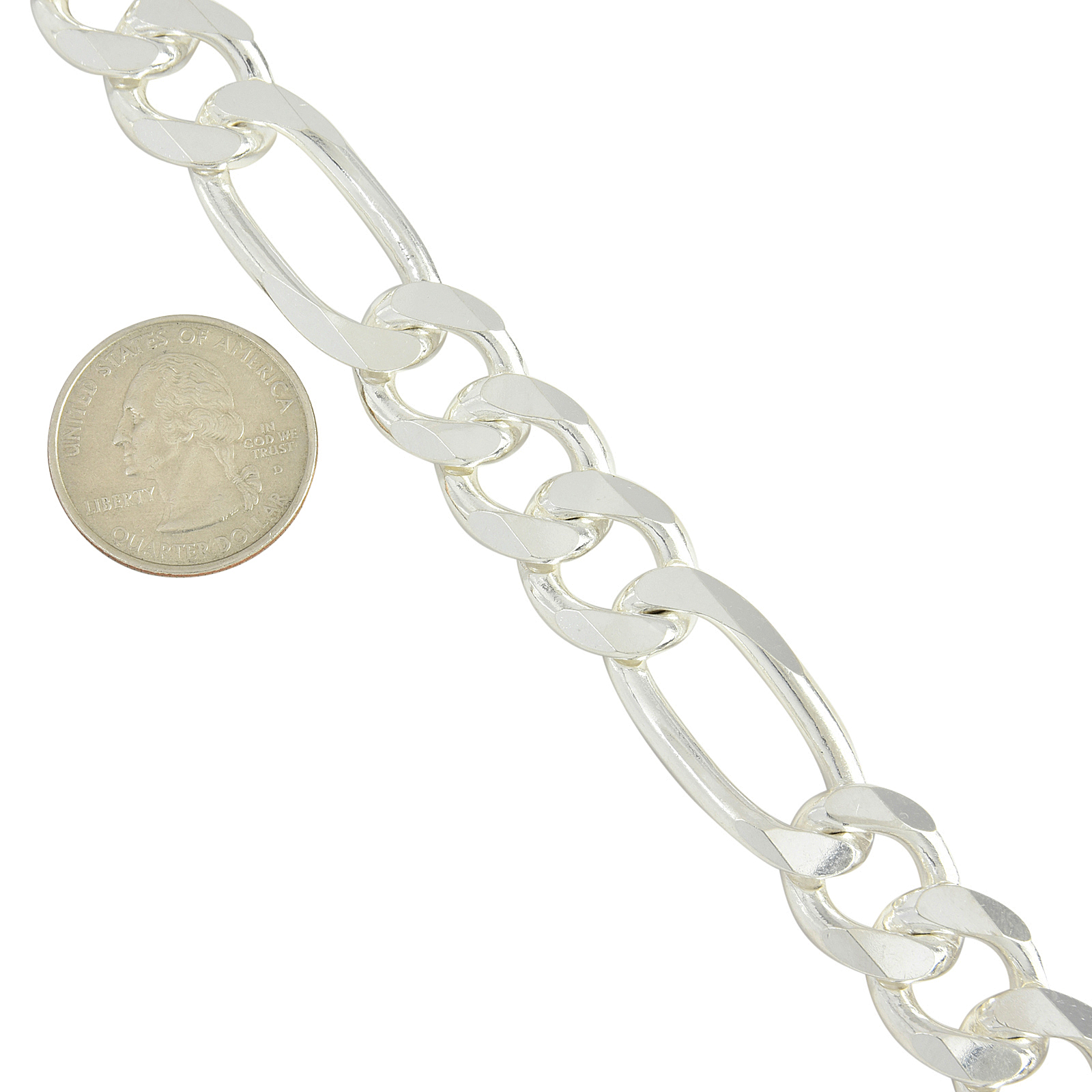 Sterling Silver Figaro 15mm Mens Necklace Bracelet Chain ...