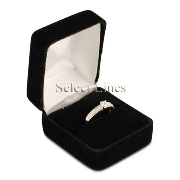 Classic Black Velvet Jewelry Ring Gift Box Display   